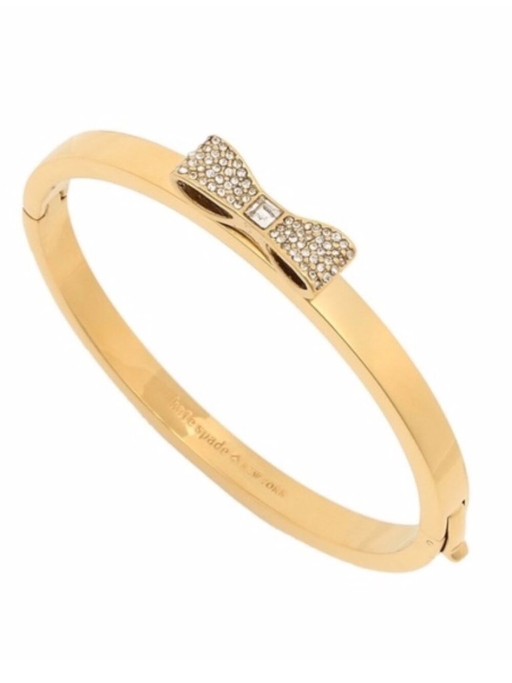 NWT~KATE SPADE~Gold "READY SET BOW" Pave Bangle Bracelet